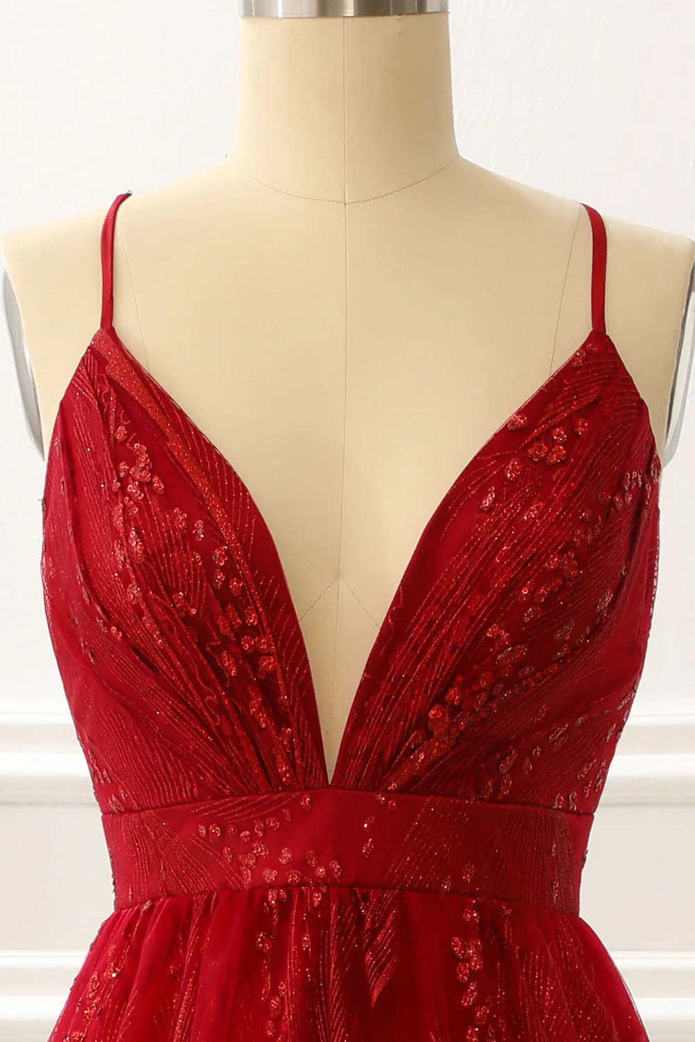 Wholesa A-Line Spaghetti Straps Princess Long Prom Dress