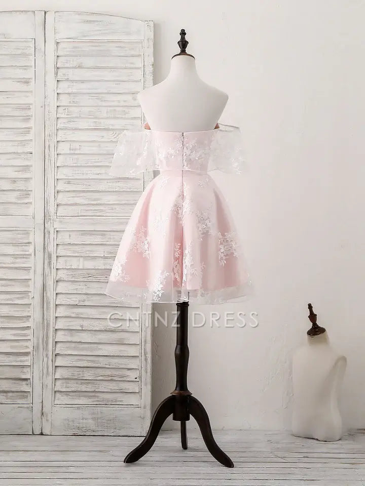 CNTNZ DRESS Hot Sale Short Prom Dress A-Line Sweetheart Lace Off-Shoulder Cute Homecoming Dress