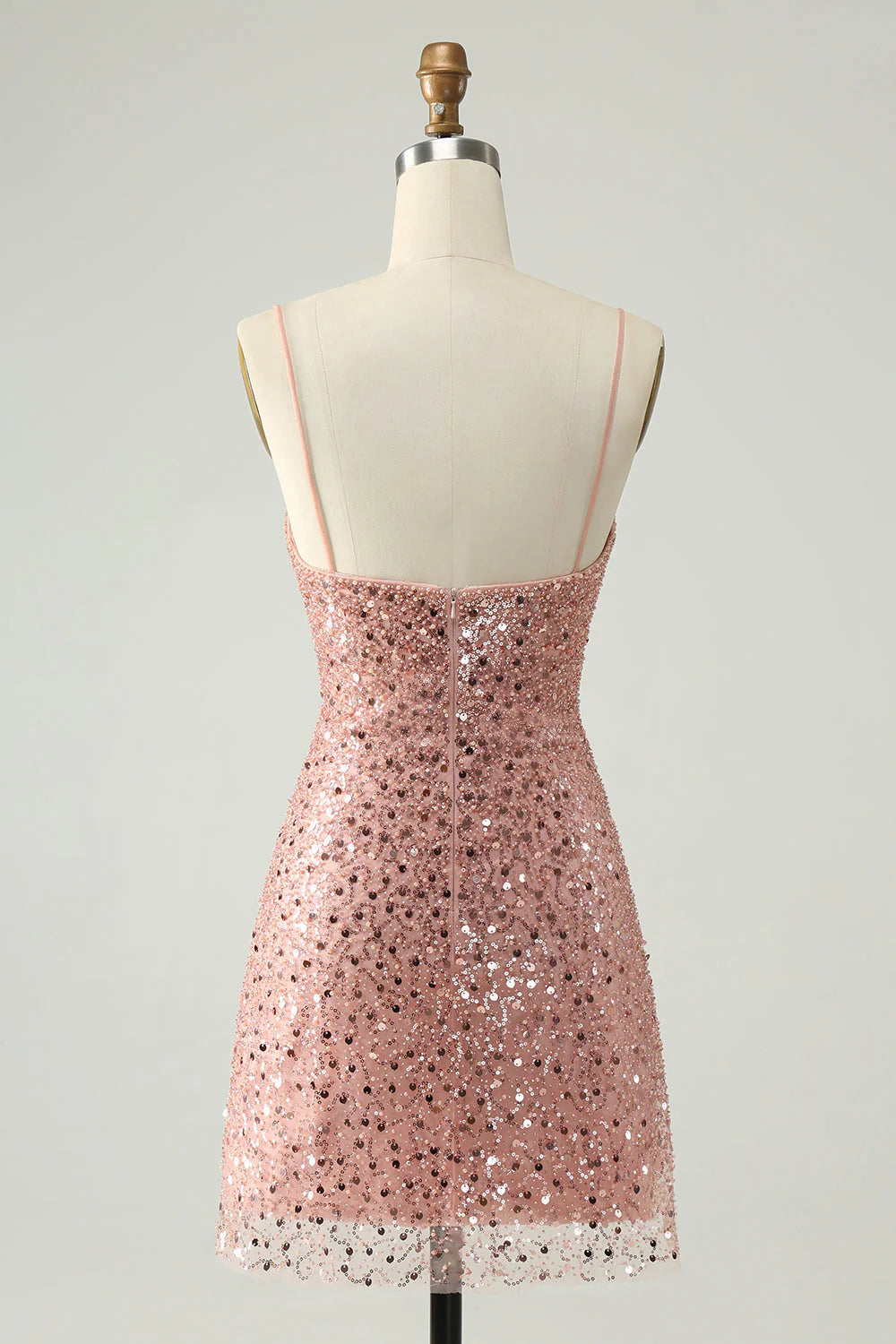 Wholesa A-Line Sparkly Spaghetti Straps Sequins Cocktail Dress Homecoming Dresses