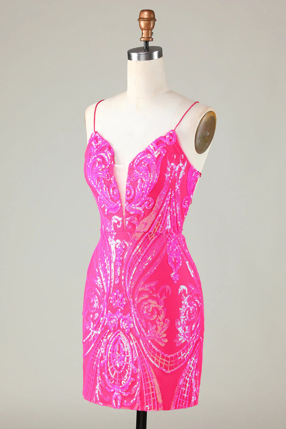 Wholesa Sparkly Spaghetti Straps Backless Tight Sequins Short Party Dress Homecoming Dresses