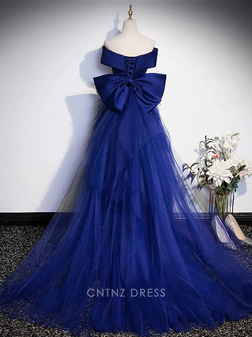 Wholesa Mermaid Off Shoulder Satin Royal Blue Long formal dresses Bridesmaid Dresses evening gown Prom Dress