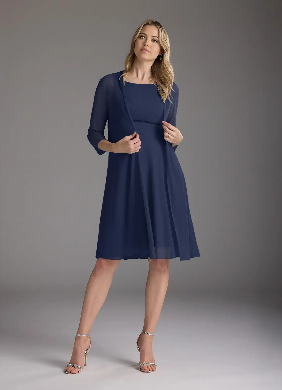 Wholesa Two Piece A-Line Pleated Dark Navy formal dresses evening dress Mother of the Bride Dresses