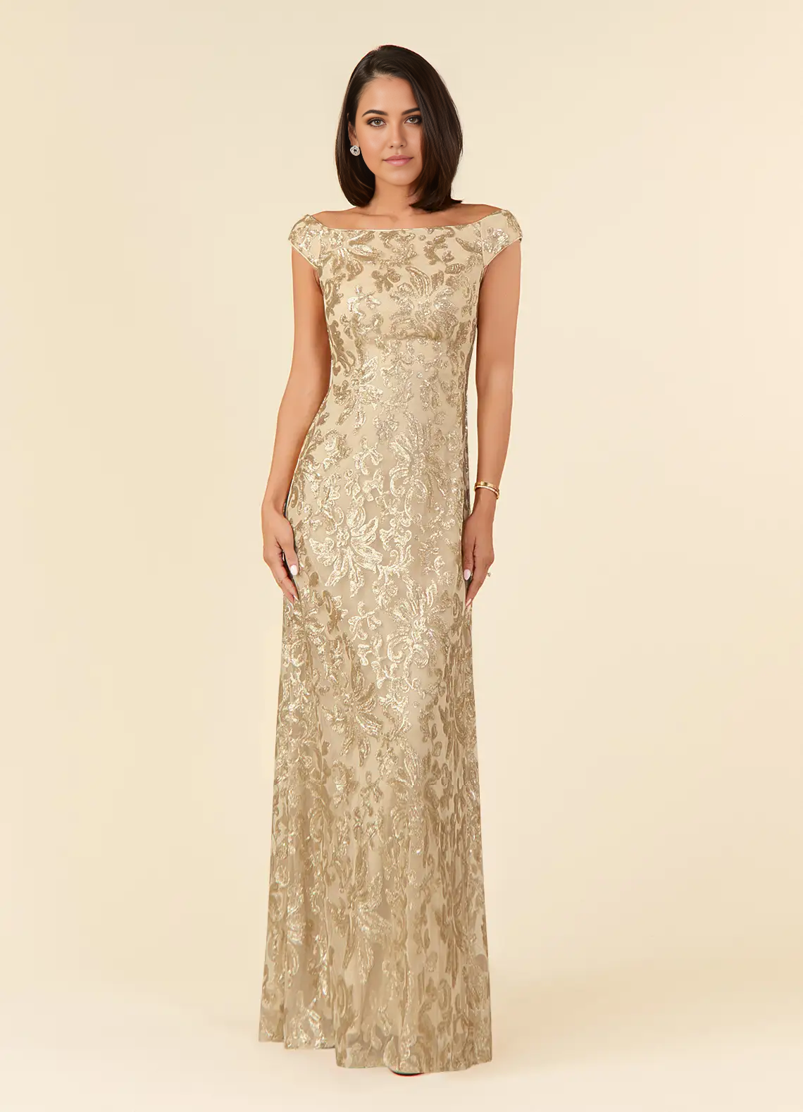 Wholesa A-Line Off the Shoulder Lace Champagne formal dresses evening gown Mother of the Bride Dresses