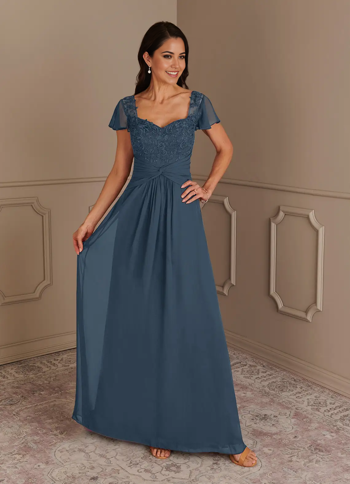 Wholesa A-Line Appliques Lace Chiffon Dress formal dresses evening dress Mother of the Bride Dresses