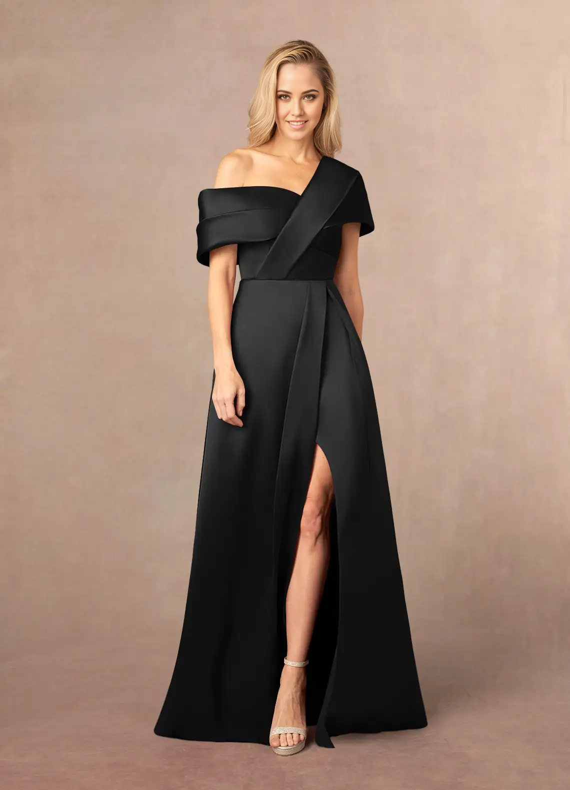 Wholesa A-Line Pleated Black formal dresses evening gown Mother of the Bride Dresses