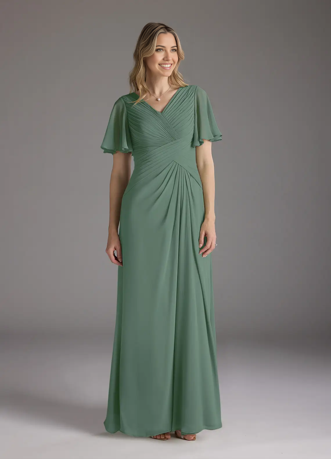 Wholesa A-Line V-Neck Ruched Chiffon Mother of the Bride Dresses