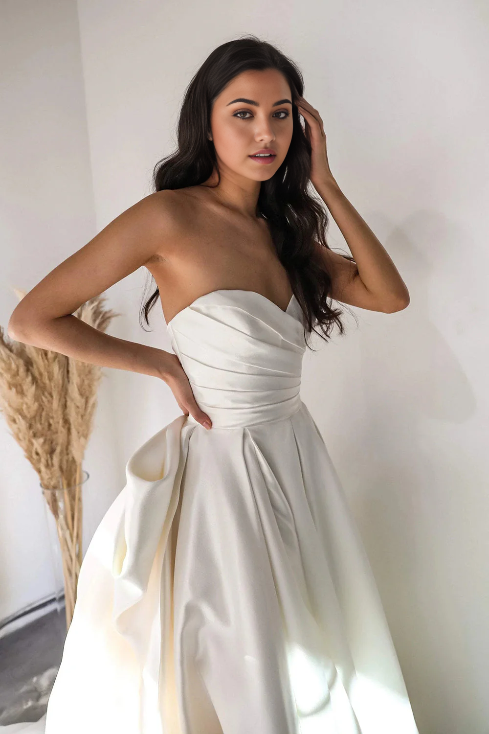 Wholesa A Line Sweetheart Long Bridal Dress with Sweep Train Wedding Dresses