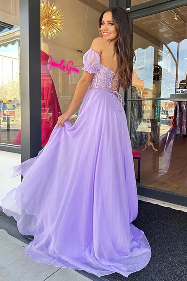 Wholesa Sweetheart Neck Chiffon Lace Long Prom Dresses Party Dresses