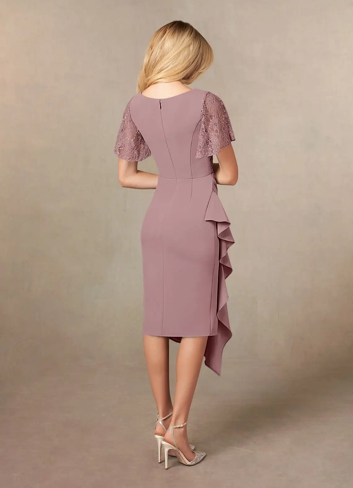 Wholesa Sheath V-Neck Pleated Dusty Rose formal dresses evening dress Mother of the Bride Dresses