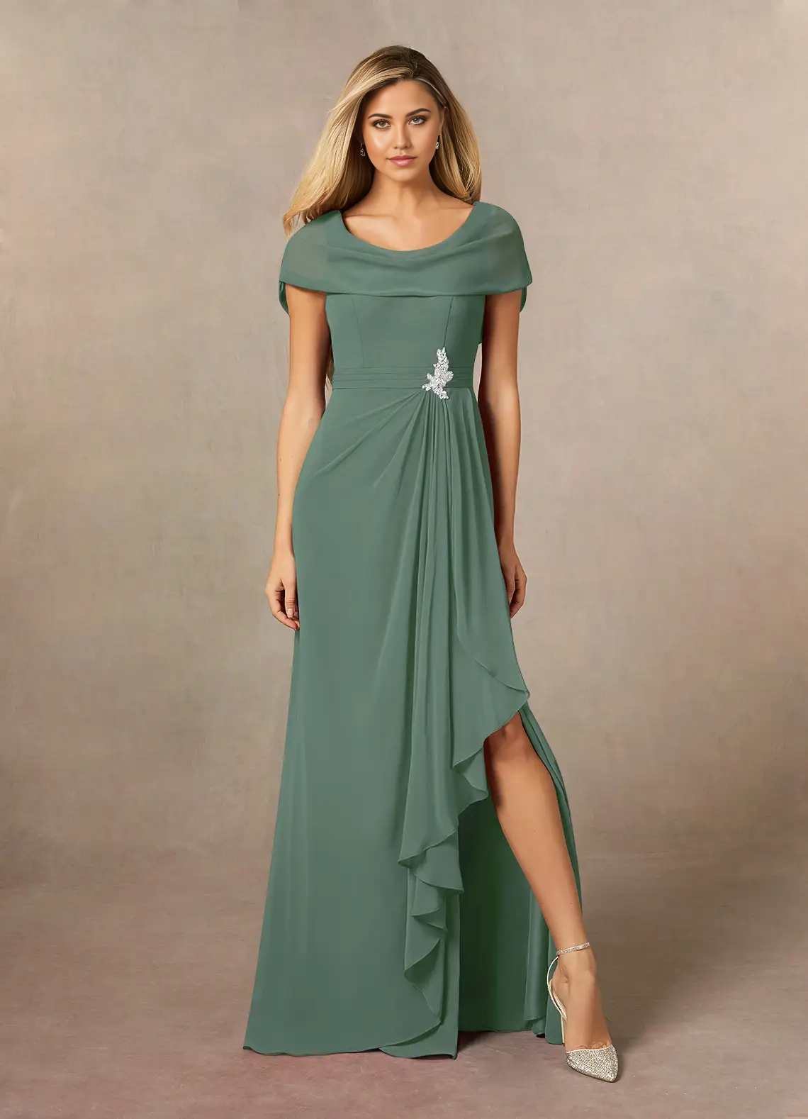 Wholesa A-Line Chiffon Dress formal dresses evening gown Mother of the Bride Dresses With Side Slit