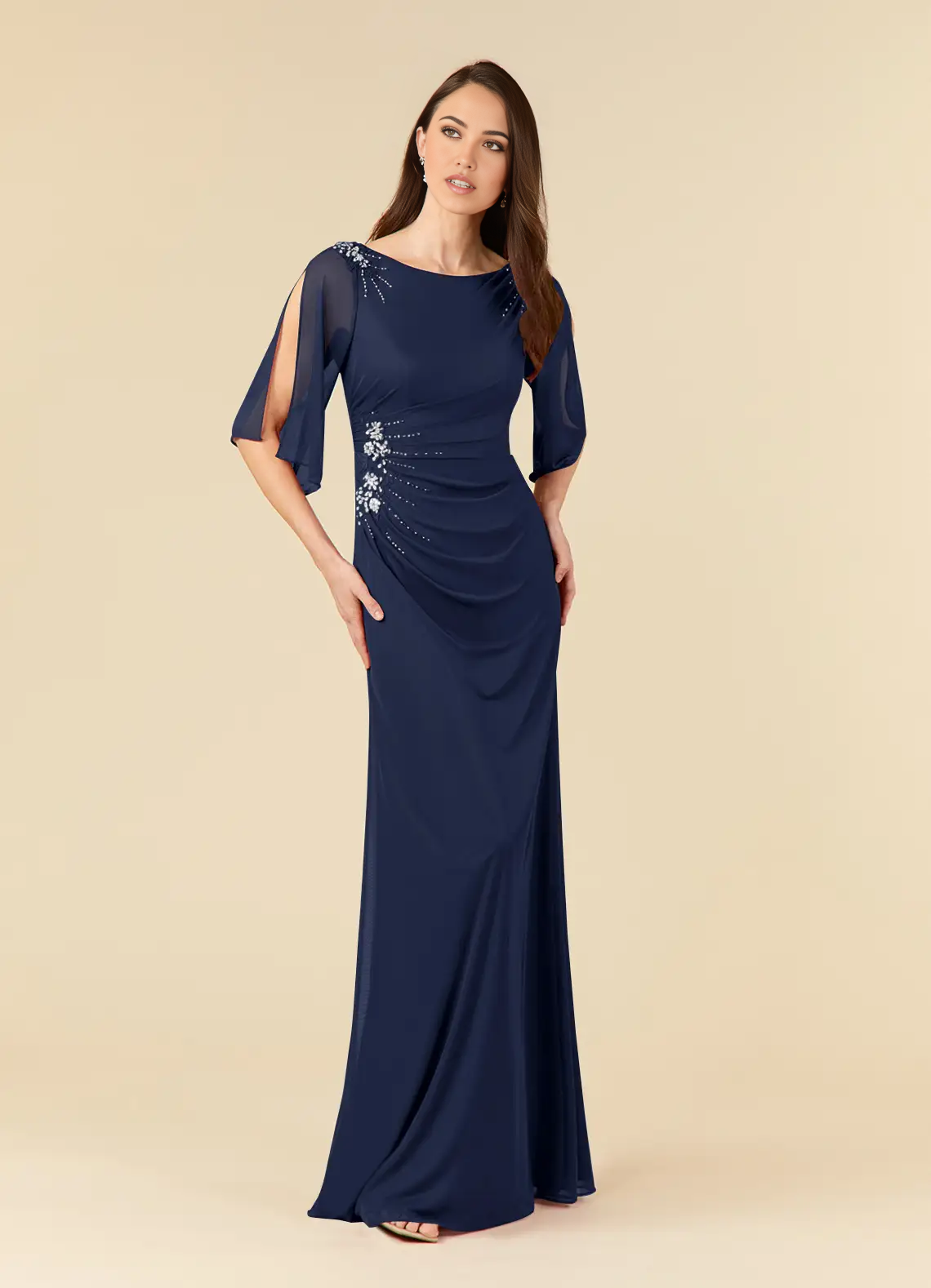 Wholesa Sheath Sequins Dark Navy formal dresses evening dress Mother of the Bride Dresses