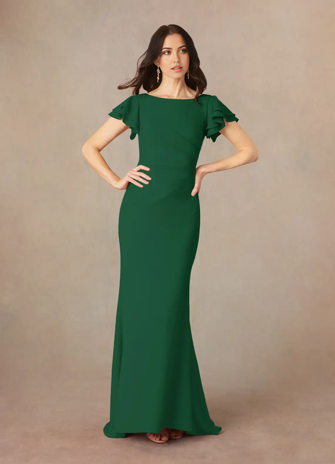 Wholesa Mermaid Scoop Ruched Dark Green formal dresses evening dress Mother of the Bride Dresses