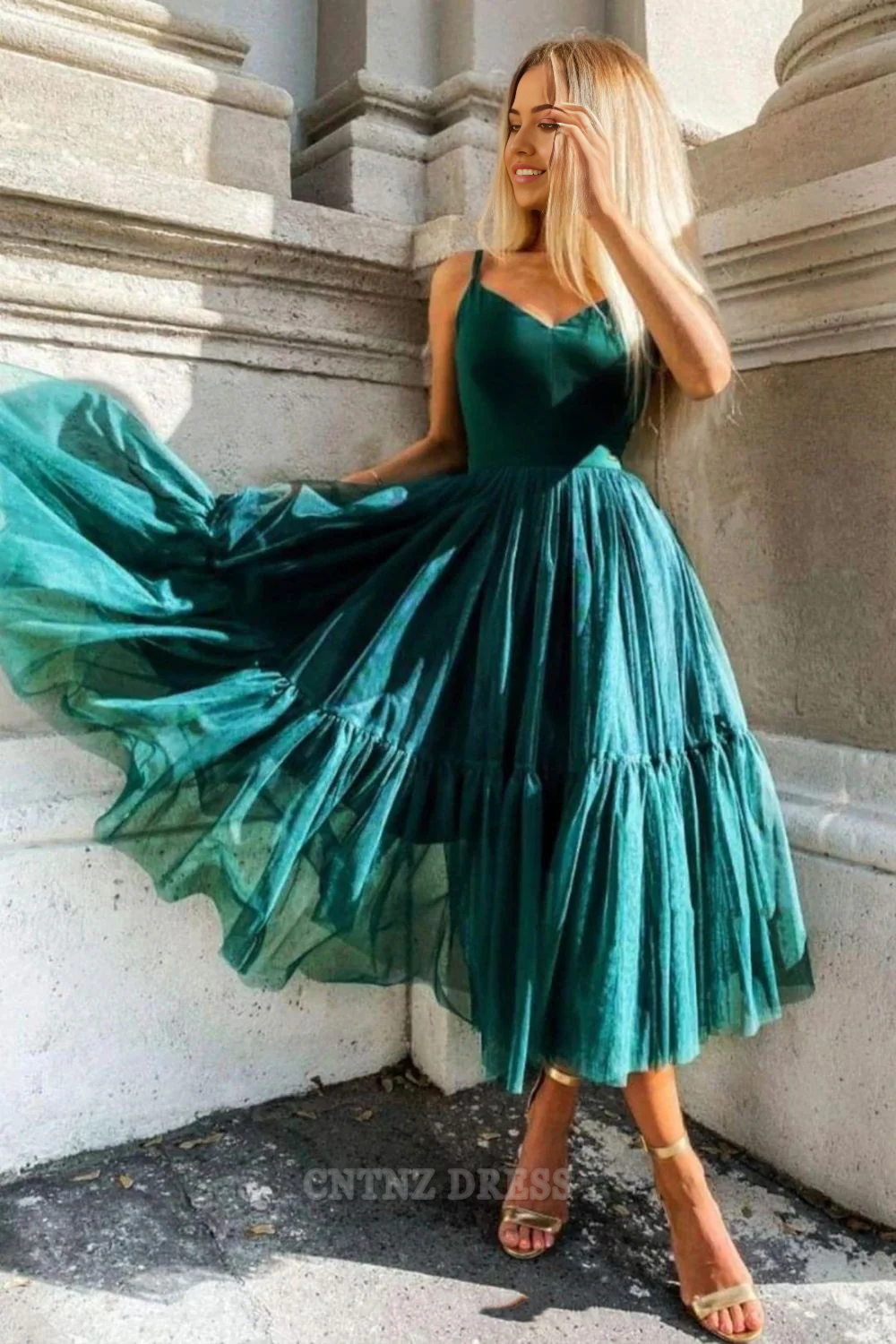 Wholesa A-line Charming V-neck Spaghetti Straps Homecoming Dress formal dresses Bridesmaid Dresses evening gown Prom Dress