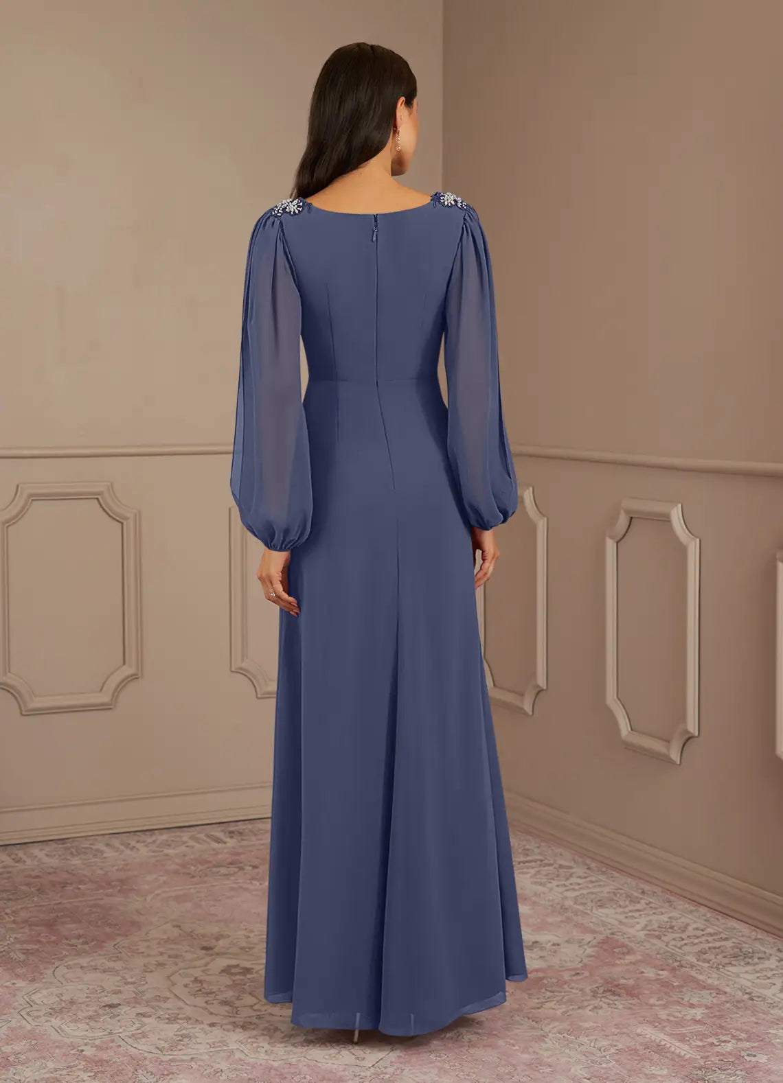 Wholesa A-Line V-Neck Sequins Chiffon Stormy formal dresses evening dress Mother of the Bride Dresses