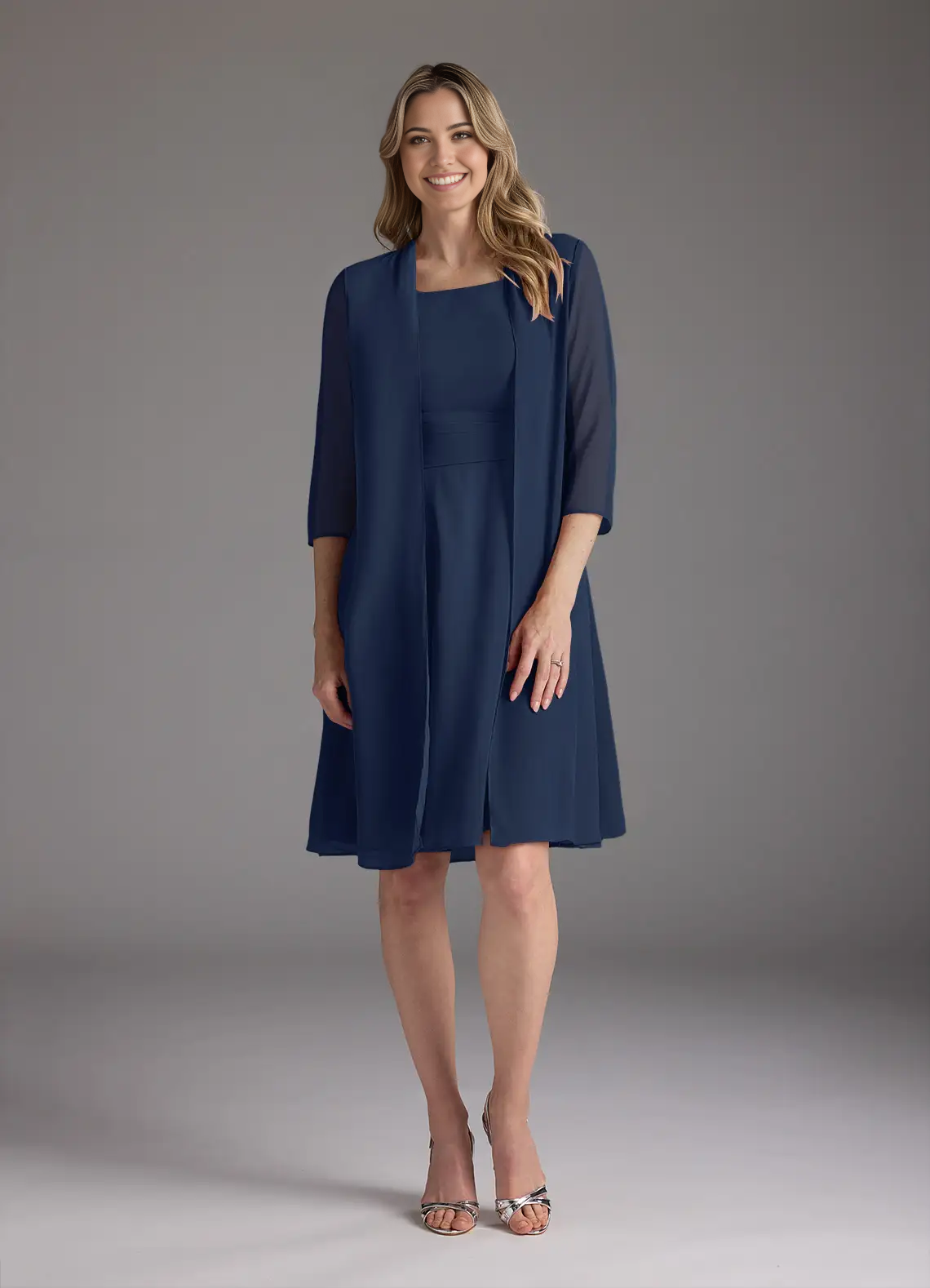 Wholesa A-Line Scoop Pleated Chiffon Dark Navy formal dresses Mother of the Bride Dresses