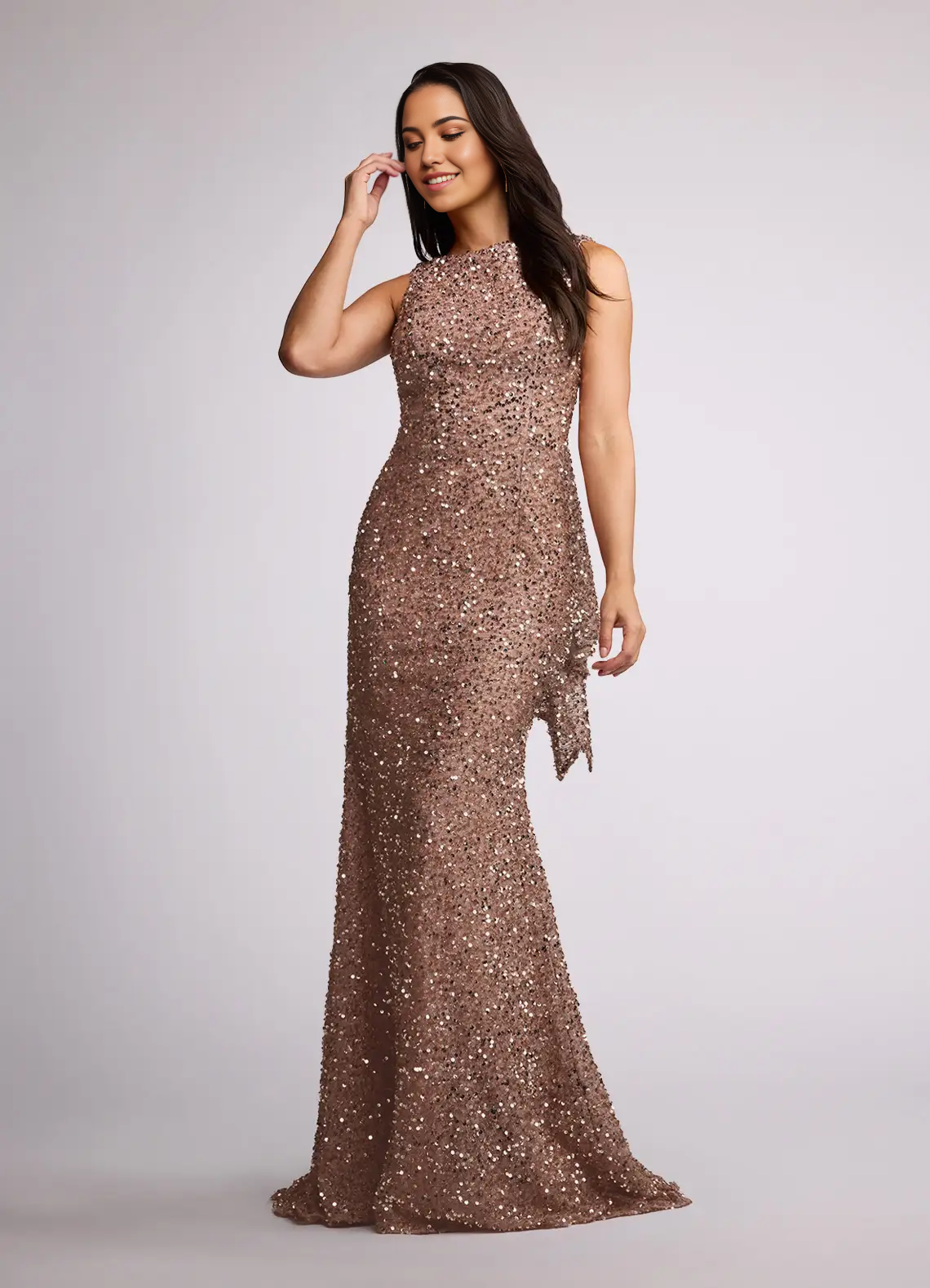 Wholesa Mermaid Ruched Sequins Champagne formal dresses evening dress Mother of the Bride Dresses