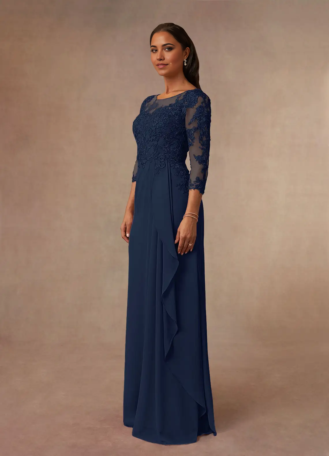Wholesa A-Line Scoop Chiffon Dark Navy Mother of the Bride Dresses
