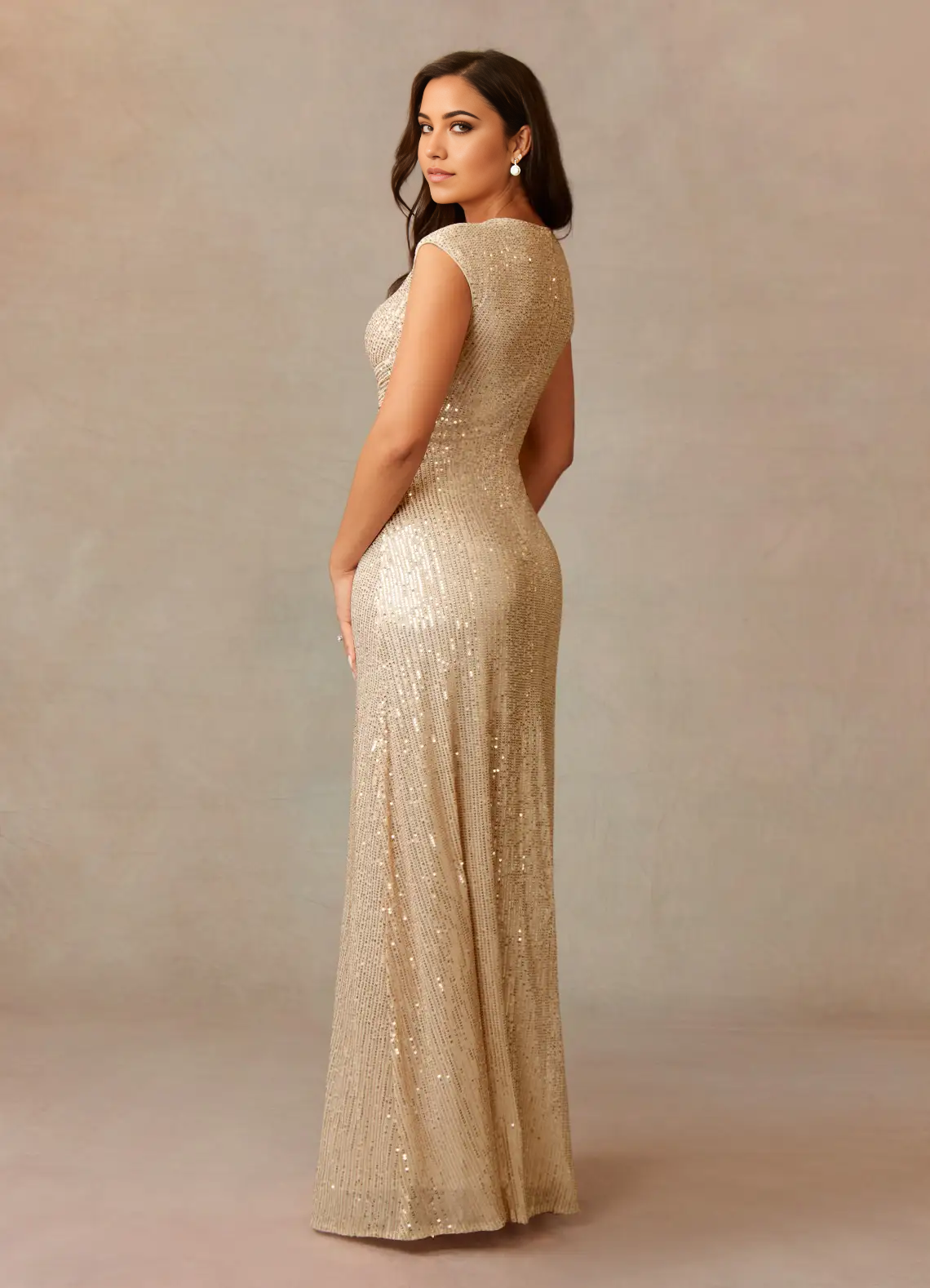 Wholesa A-Line V-Neck Ruched Champagne Mother of the Bride Dresses