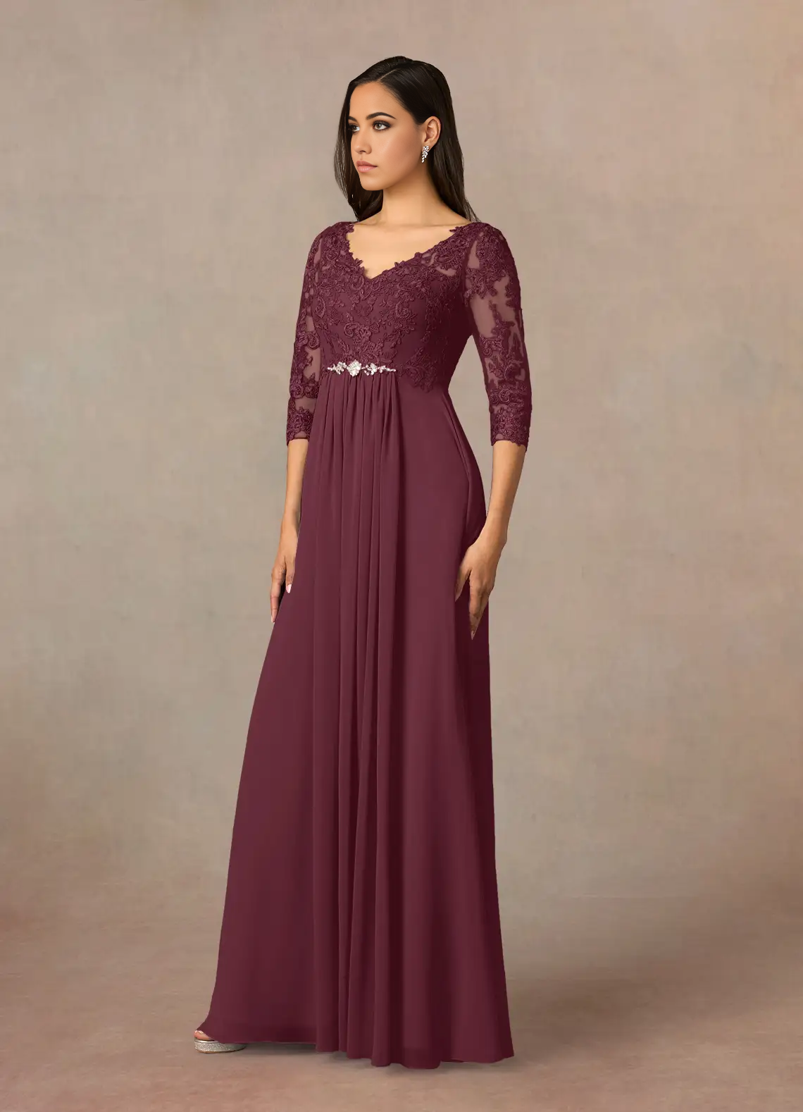 Wholesa A-Line V-Neck Lace Chiffon formal dresses evening gown Mother of the Bride Dresses