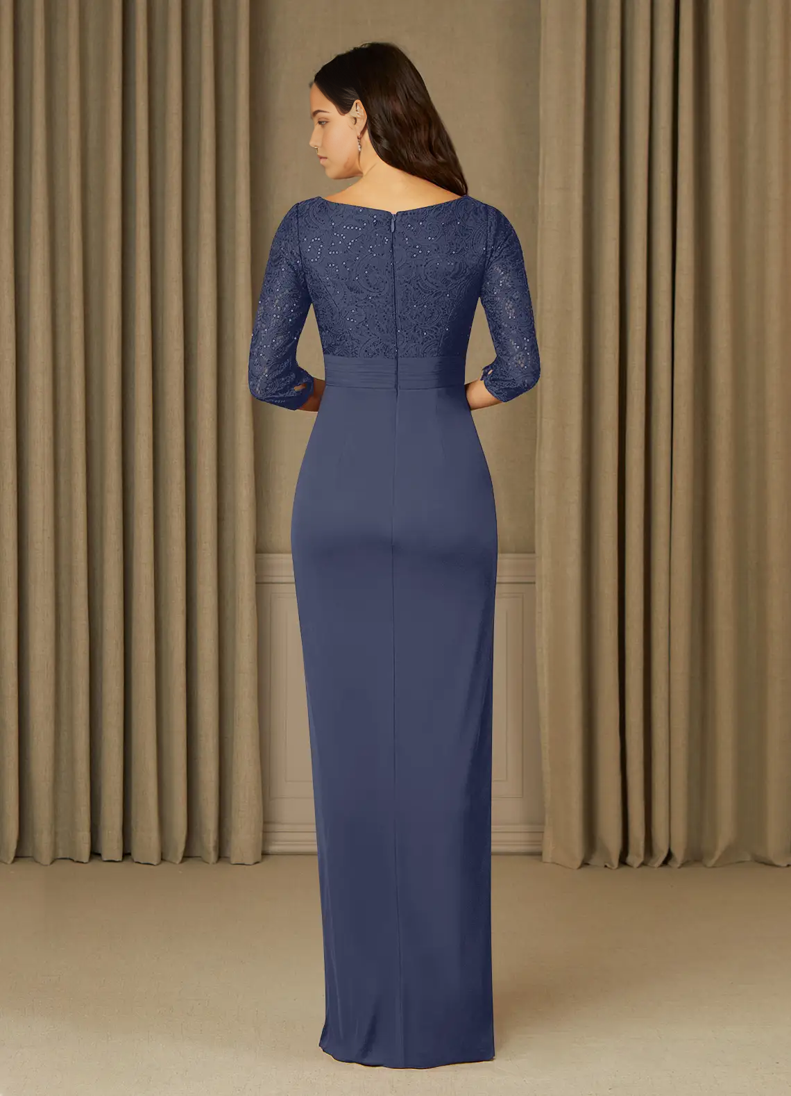 Wholesa Sheath Scoop Sequins Lace Stormy formal dresses evening dress Mother of the Bride Dresses