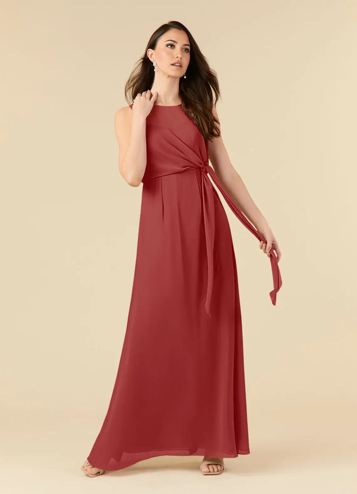 Wholesa A-Line Scoop Pleated Chiffon Rust formal dresses evening dress Mother of the Bride Dresses