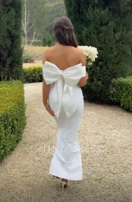 Wholesa Mermaid Elegant White Strapless formal dresses Bridesmaid Dresses evening gown Prom Dress