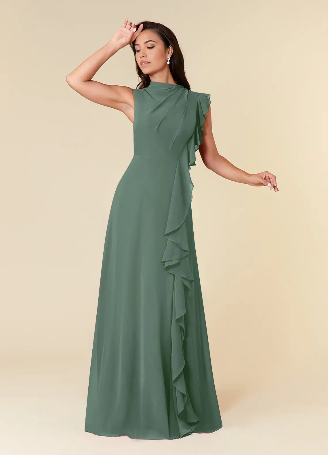 Wholesa A-Line High Neckline Pleated Chiffon Dress Mother of the Bride Dresses