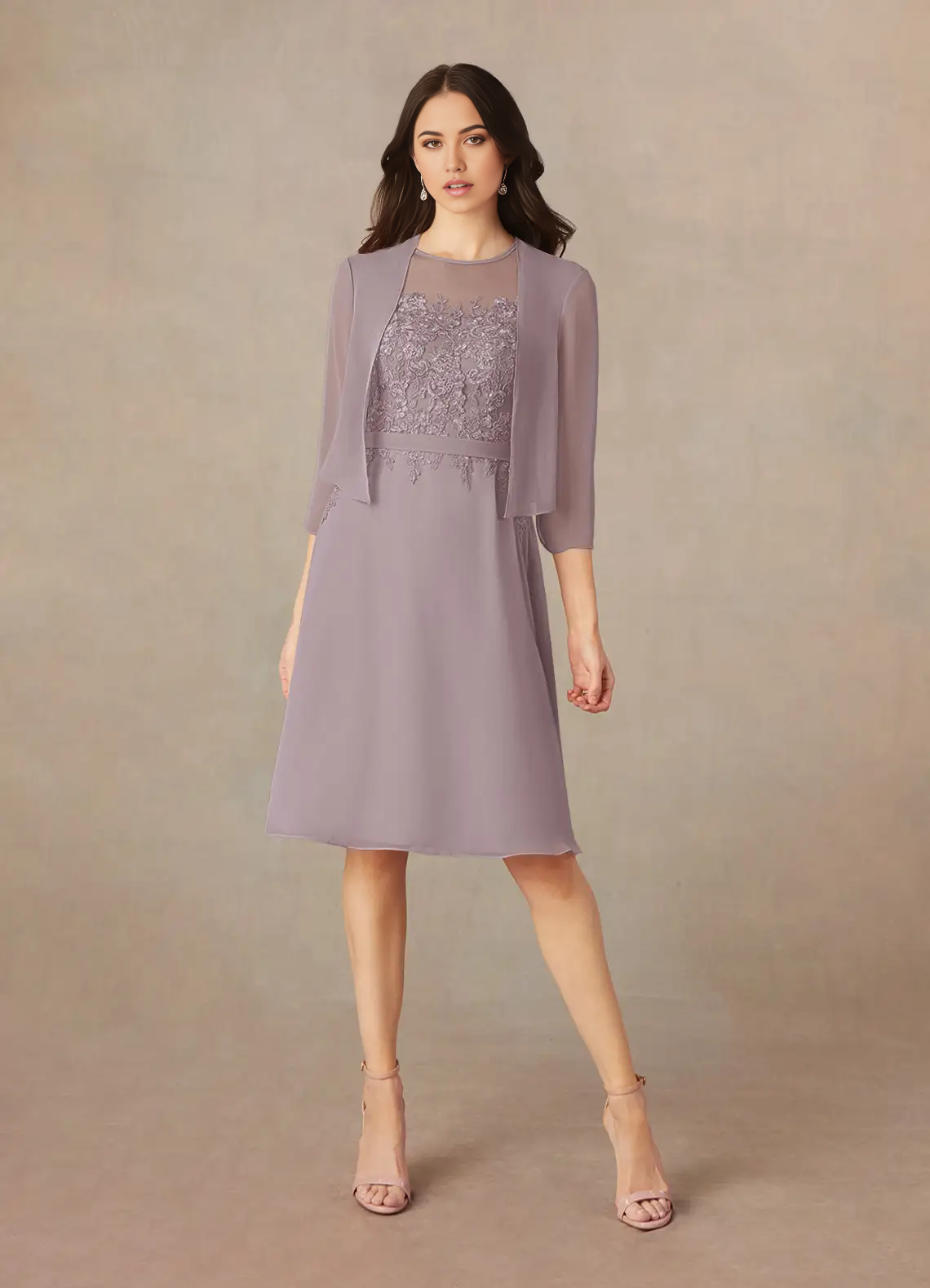 Wholesa Two Piece A-Line Scoop Sequins Chiffon Dusk formal dresses evening dress Mother of the Bride Dresses