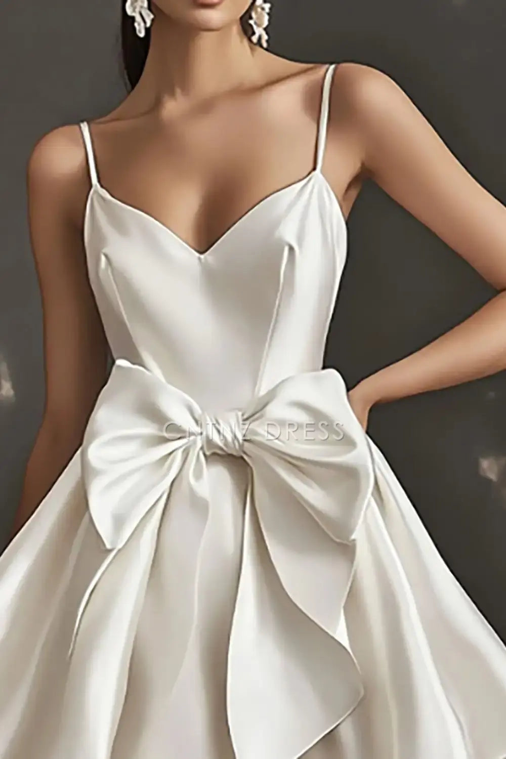 CNTNZ DRESS Charming A Line V Neck Spaghetti Straps With Bows Exquisite Short Dress Hot Sale Homecoming Dress
