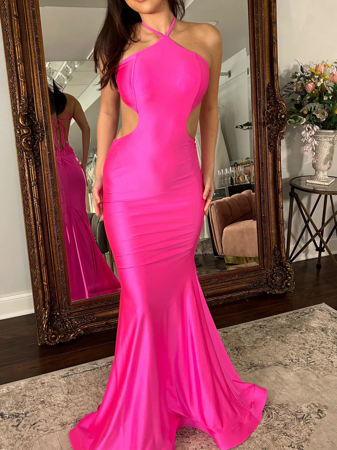 Wholesa Mermaid Halter Floor-Length Prom Dresses