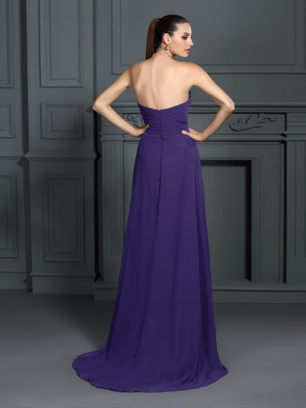 Wholesa  A-Line/Princess Strapless Pleats Sleeveless High Low Chiffon Cocktail Dresses