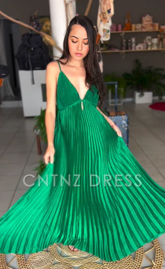 Wholesa A Line V Neck Green Spaghetti Straps Pleated formal dresses Bridesmaid Dresses evening gown Prom Dress