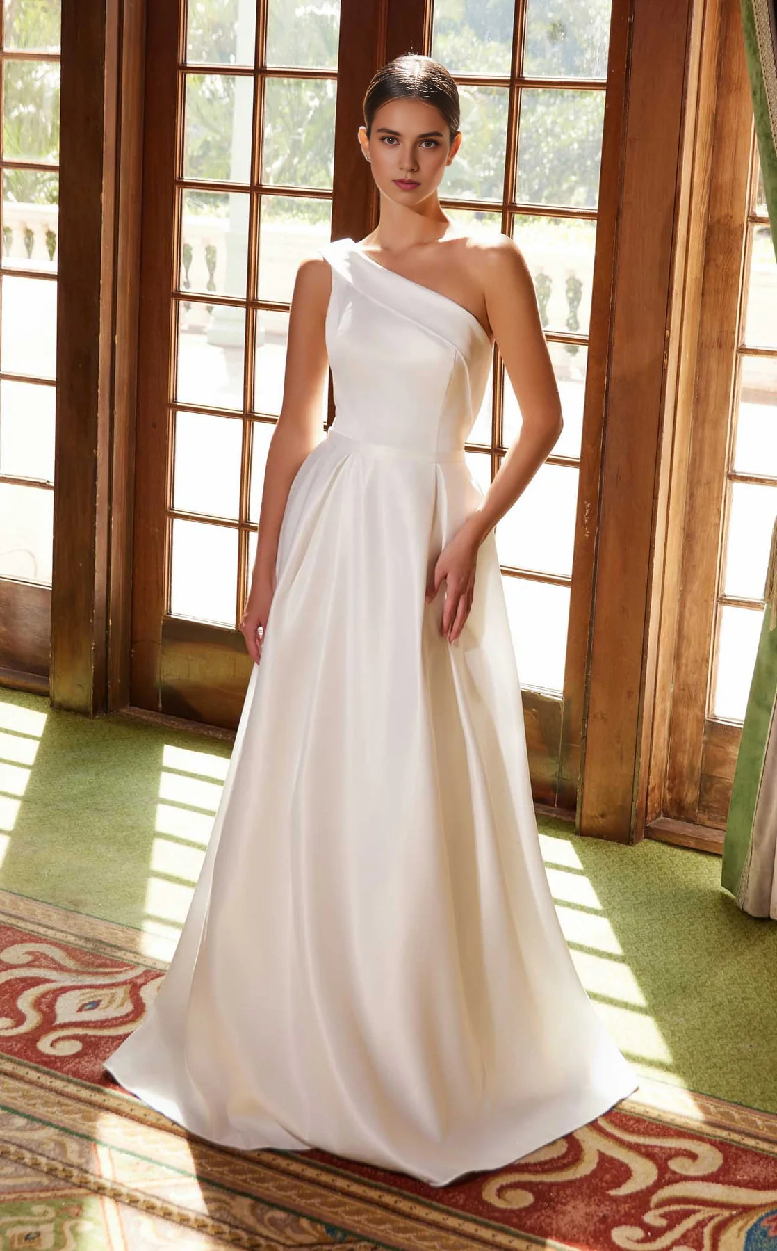 CNTNZ DRESS Dignified A Line One-Shoulder Pleated Elegant Simple Hot Sale Wedding Dress