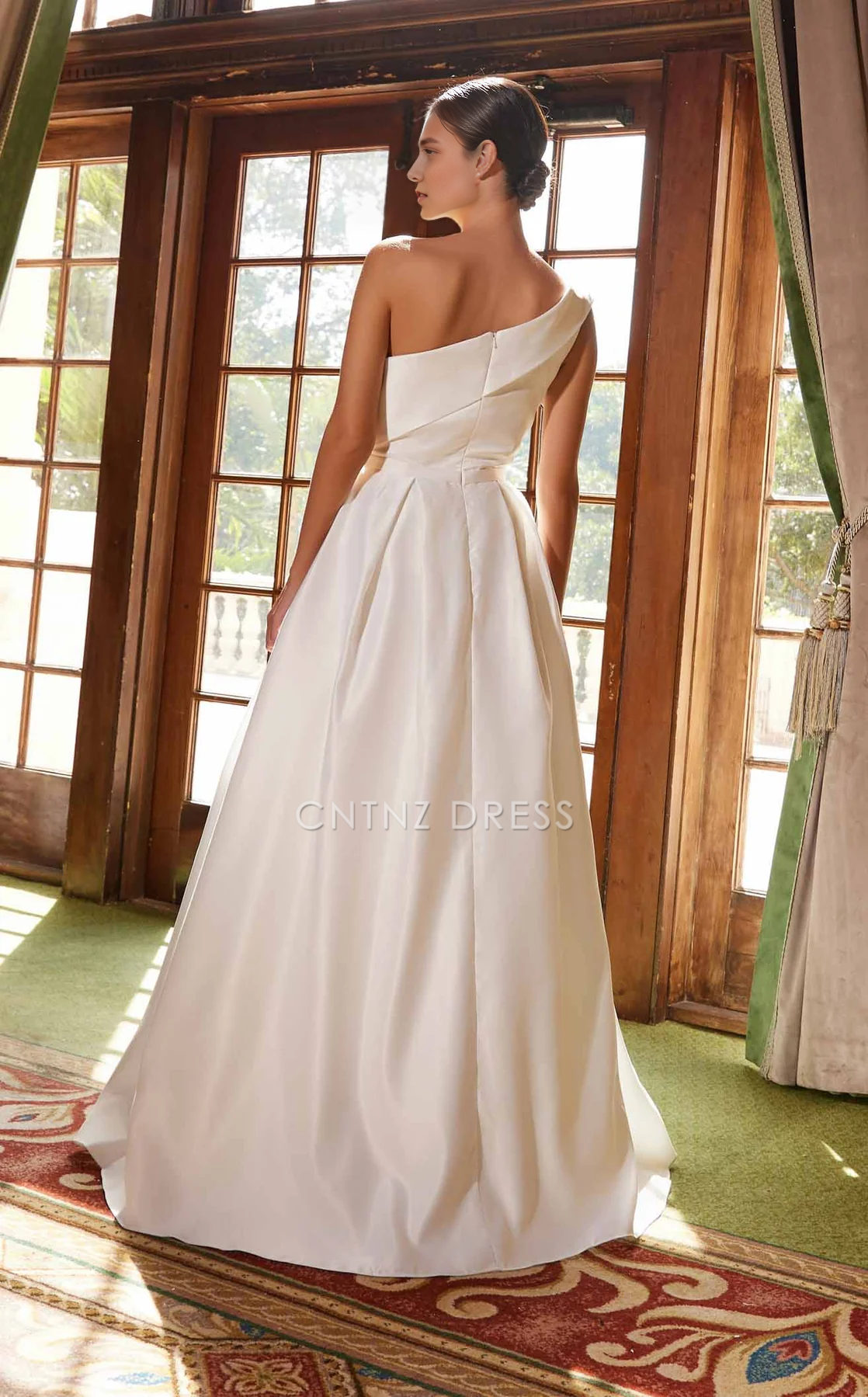 CNTNZ DRESS Dignified A Line One-Shoulder Pleated Elegant Simple Hot Sale Wedding Dress
