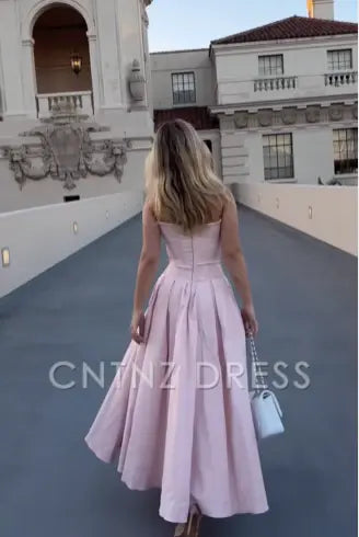 Wholesa A Line Elegant Pink Strapless Long formal dresses Bridesmaid Dresses evening gown Prom Dress