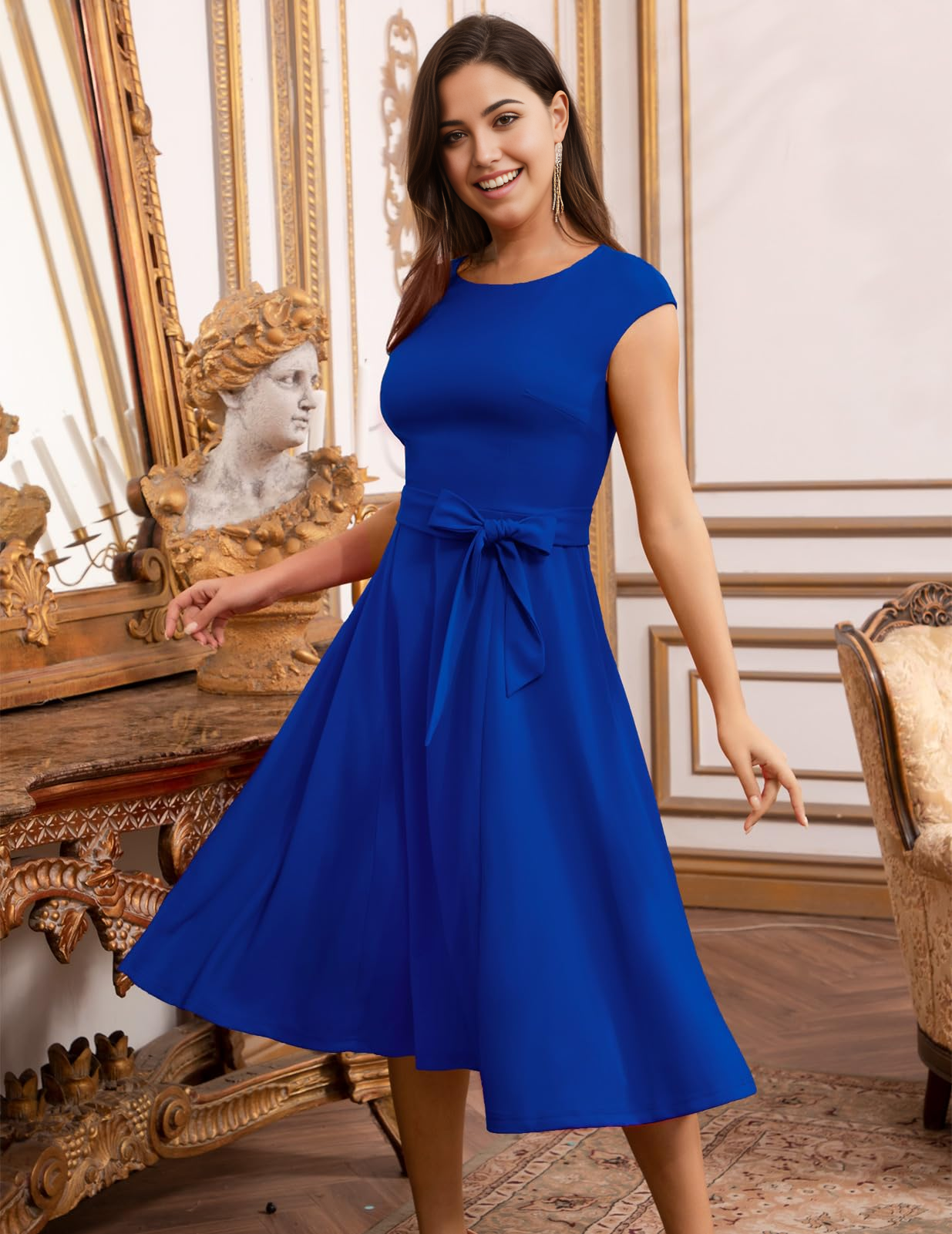 Wholesa A-line Crew Neck Tea Length formal dresses Bridesmaid Dresses evening gown Prom Dress