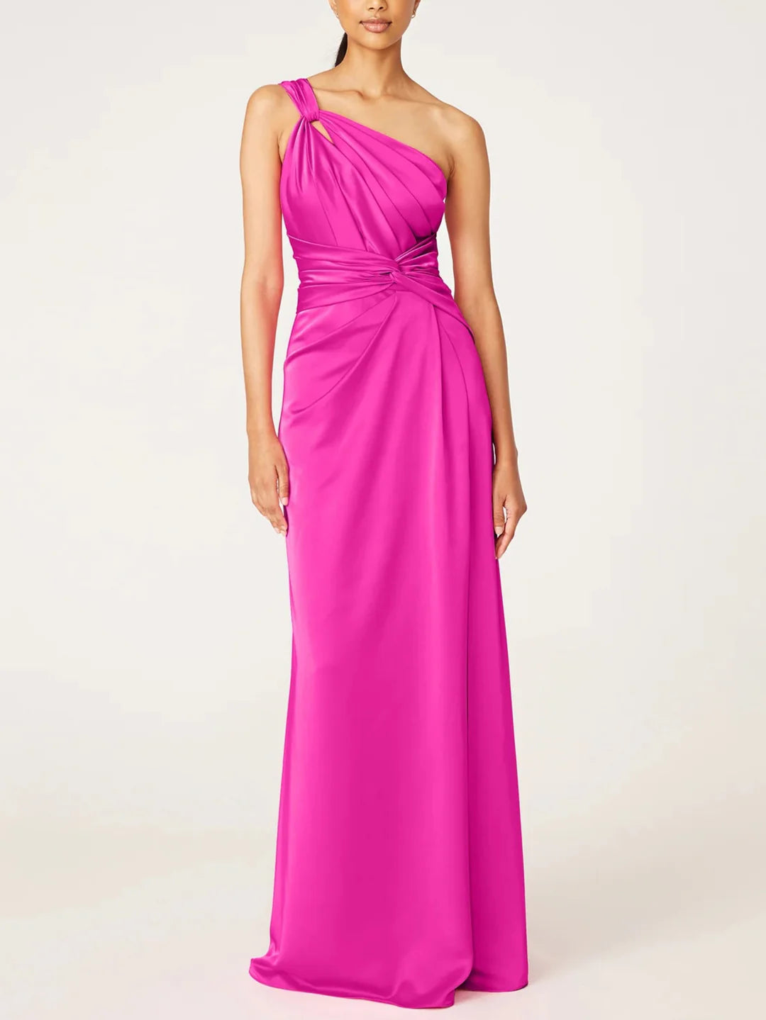 Wholesa A-Line One-Shoulder Sleeveless Floor-Length Evening Dress