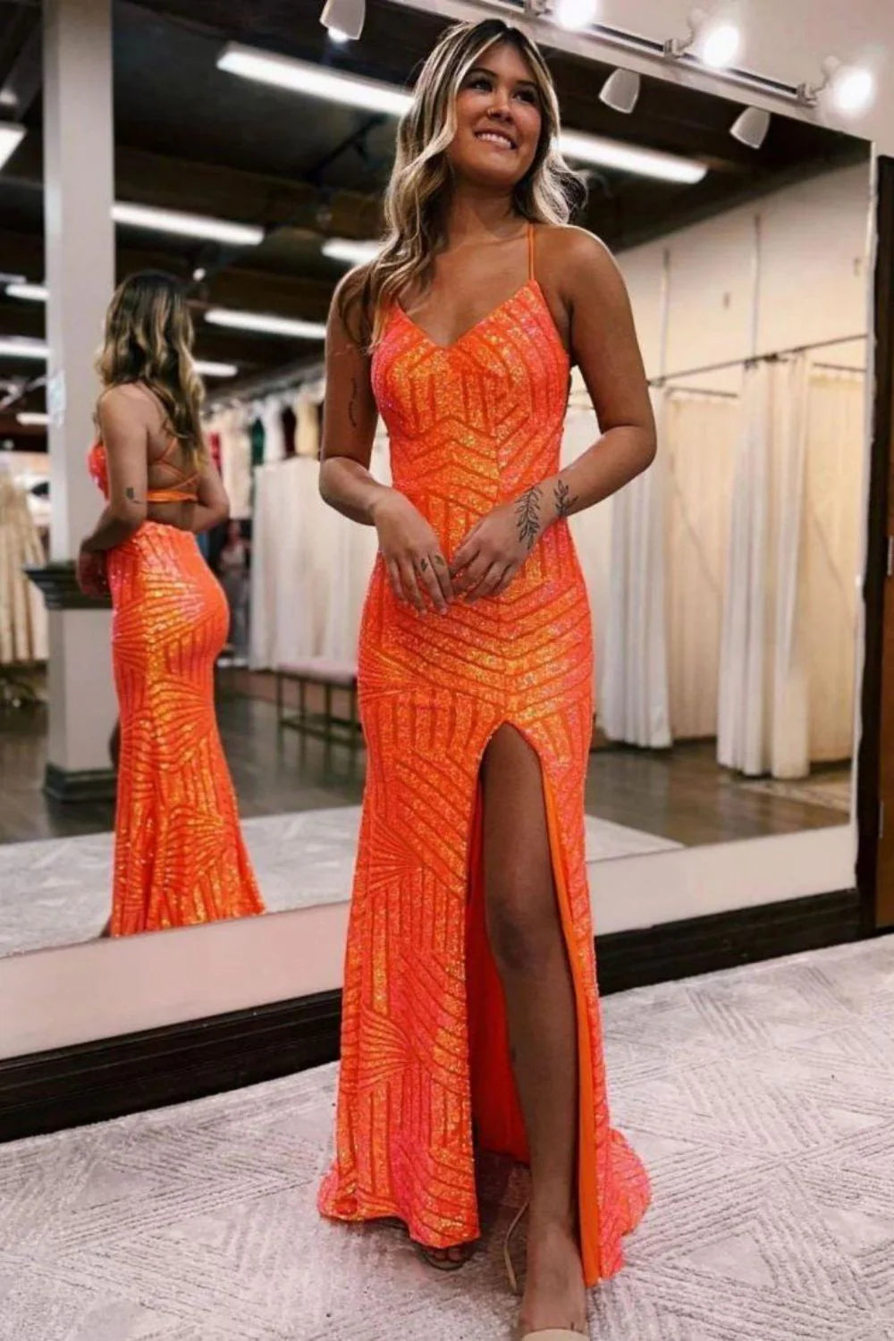 Wholesa Sparkly Sequin Long Prom Dresses