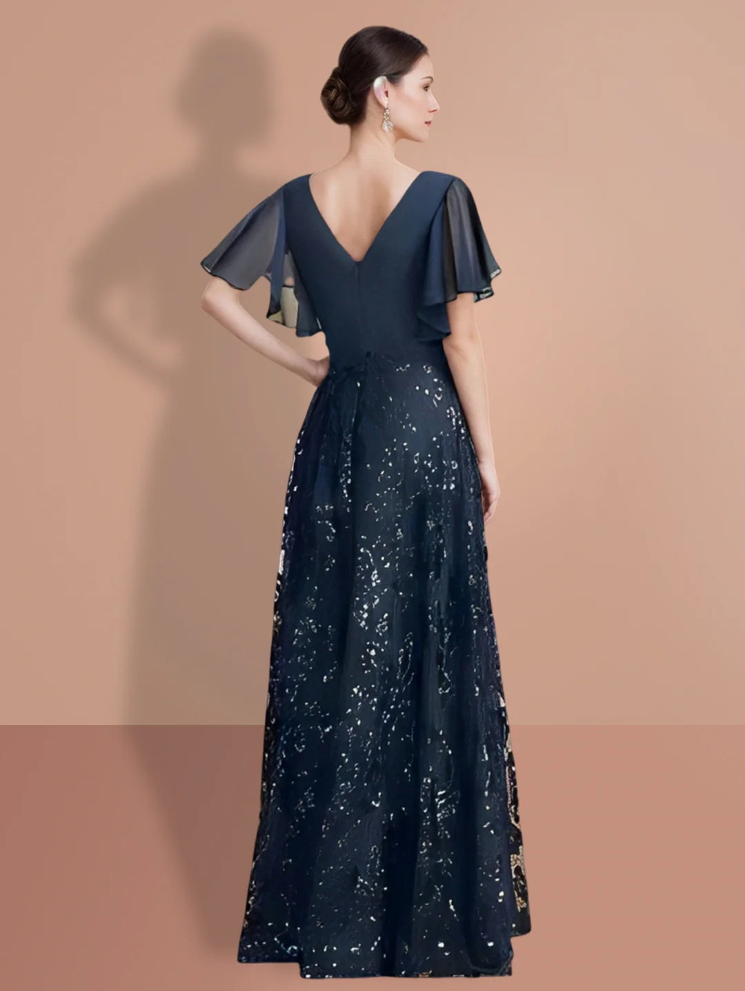 Wholesa A-Line Short Sleeves V-Neck Mother Of The Bride Dresses