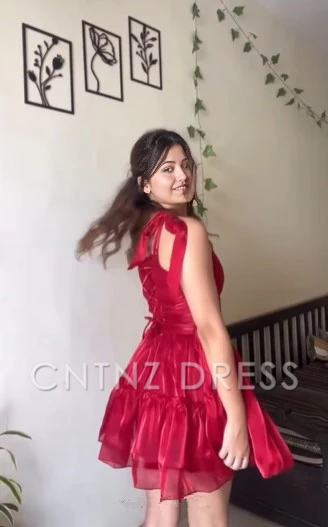 Wholesa A Line Sweetheart Tulle Red Homecoming Dress Short formal dresses Bridesmaid Dresses evening gown Prom Dress