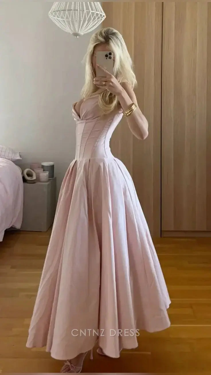 Wholesa A Line Elegant Pink Strapless Long formal dresses Bridesmaid Dresses evening gown Prom Dress