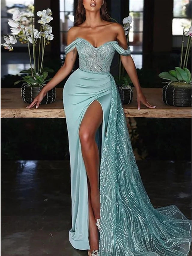 Wholesa Mermaid Off-The-Shoulder Sweetheart Court Train Evening Dresses