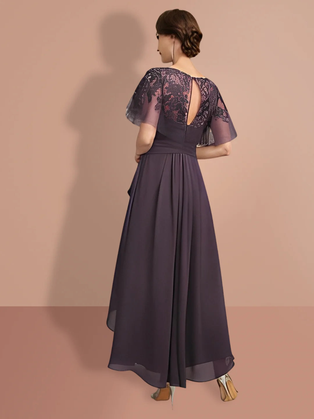 Wholesa A-Line Short Sleeves Asymmetrical Mother of the Bride Dresses