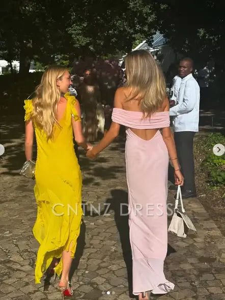 Wholesa Sheath Elegant Off The Shoulder Chiffon Pink formal dresses Bridesmaid Dresses evening gown Prom Dress