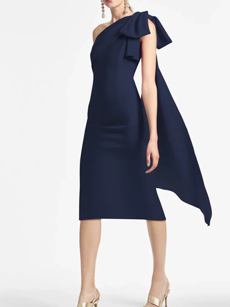 Wholesa Sheath One Shoulder Tea Length Mother of the Bride Dresses