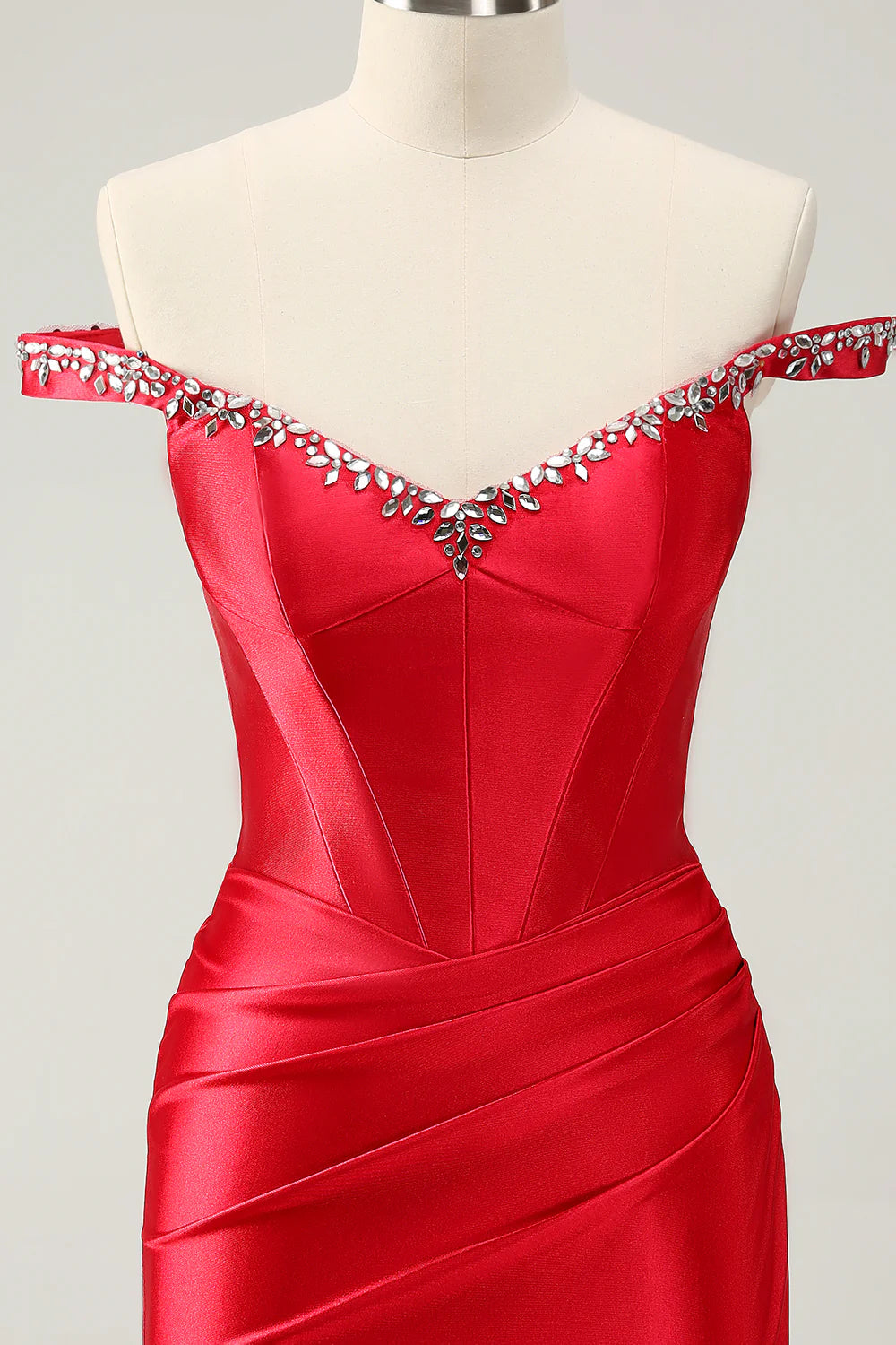 Wholesa Sparkly Tight Off-the-Shoulder Beaded Short Prom Dress Homecoming Dresses