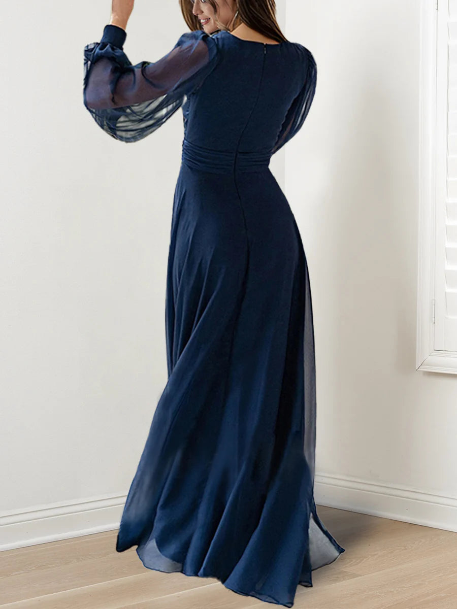Wholesa A-Line V-Neck Long Sleeves Floor-Length Mother Of The Bride Dresses