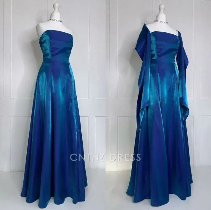 Wholesa A Line Strapless Satin formal dresses Bridesmaid Dresses evening gown Prom Dress