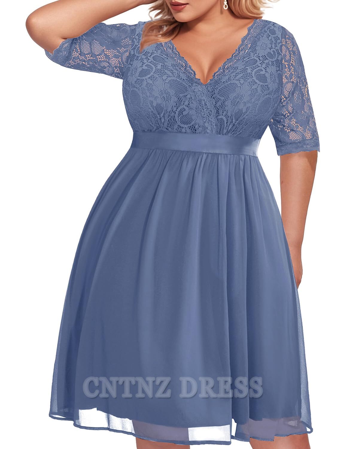 Wholesa Plus Size A-line V Neck Lace Chiffon formal dresses Bridesmaid Dresses evening gown Prom Dress