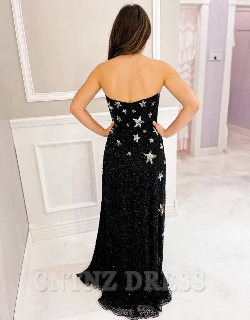 Wholesa Sheath Sparkly Sequin Sweetheart sleeveless Long formal dresses evening gown Prom Dress